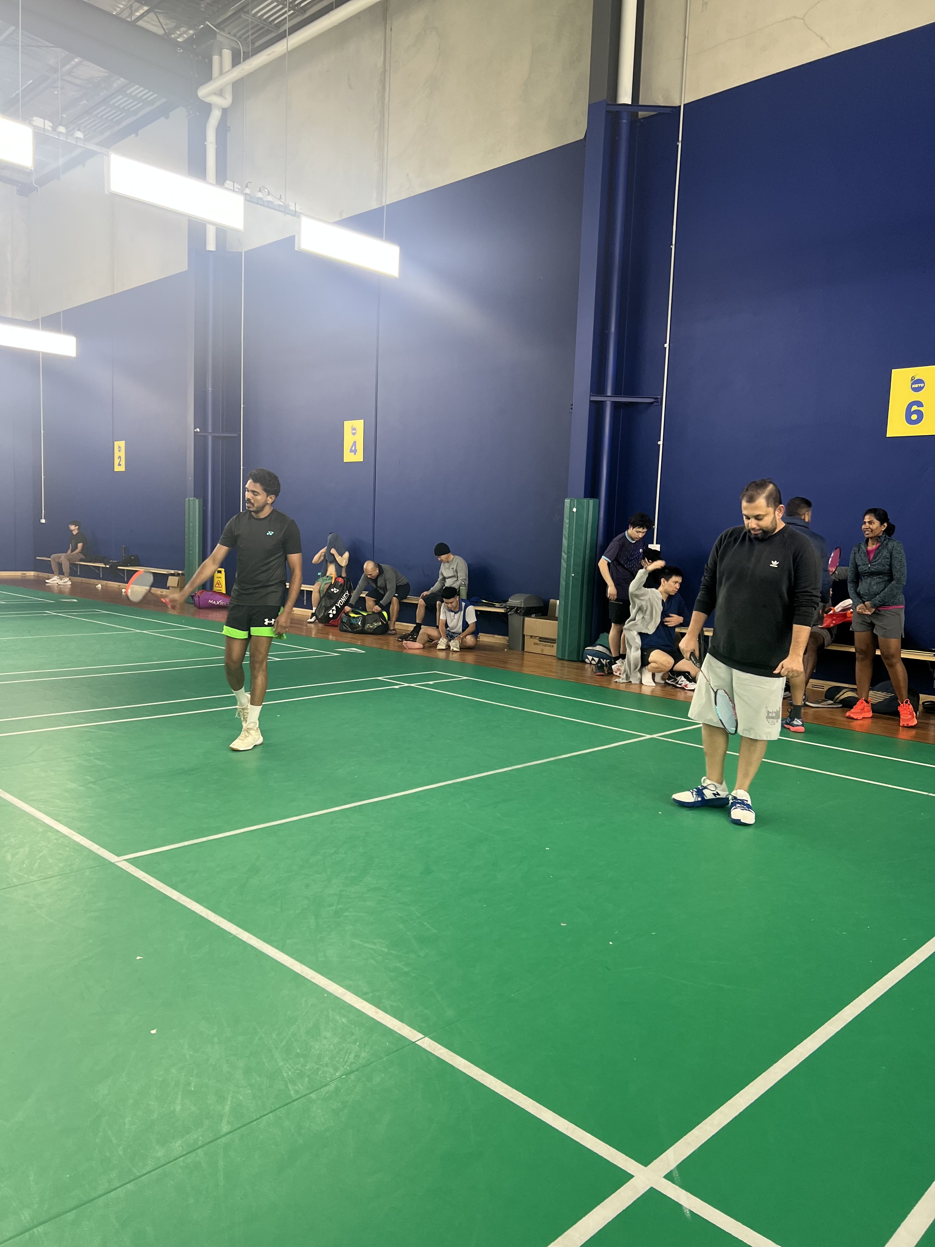 Adult badminton group training and social play
